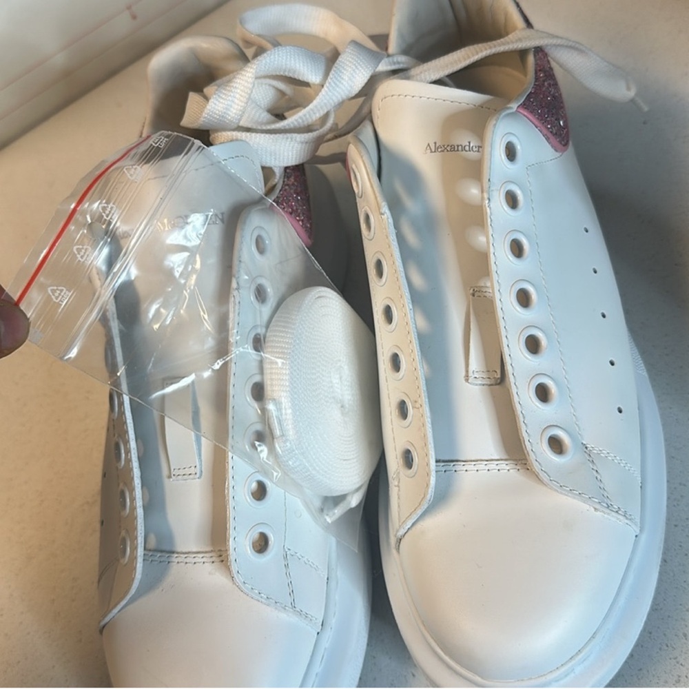 Alexander McQueen White Sneakers with Pink Accents